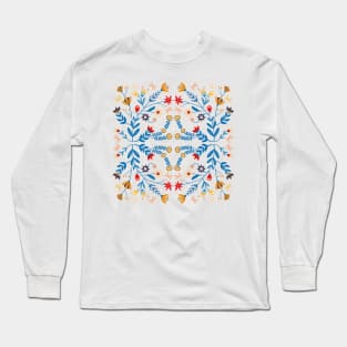 Folk art berries and flowers Long Sleeve T-Shirt